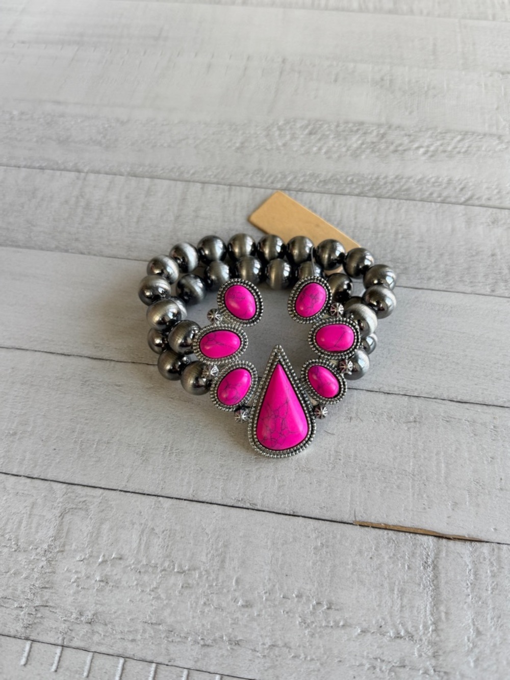Western Fashion Pink Stone Western-Style Stretch Bracelet